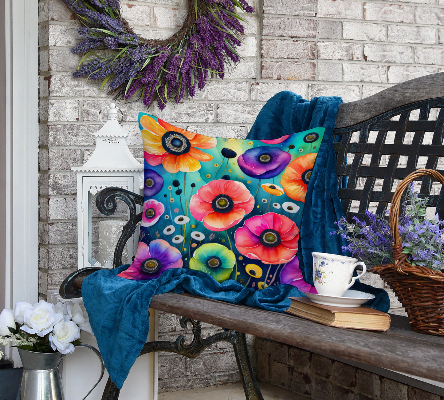 Colorful Anemones Throw Pillow