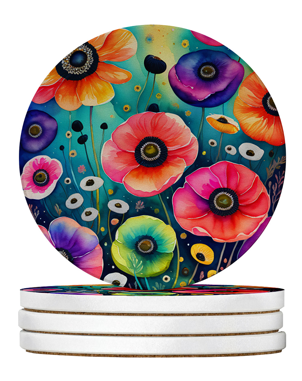 Buy this Colorful Anemones Large Sandstone Coasters Pack of 4