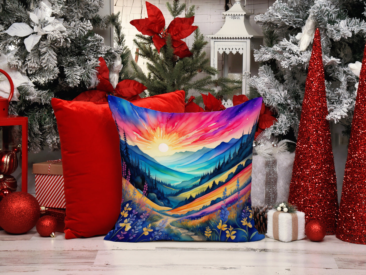 Colorful Annual Larkspur Throw Pillow