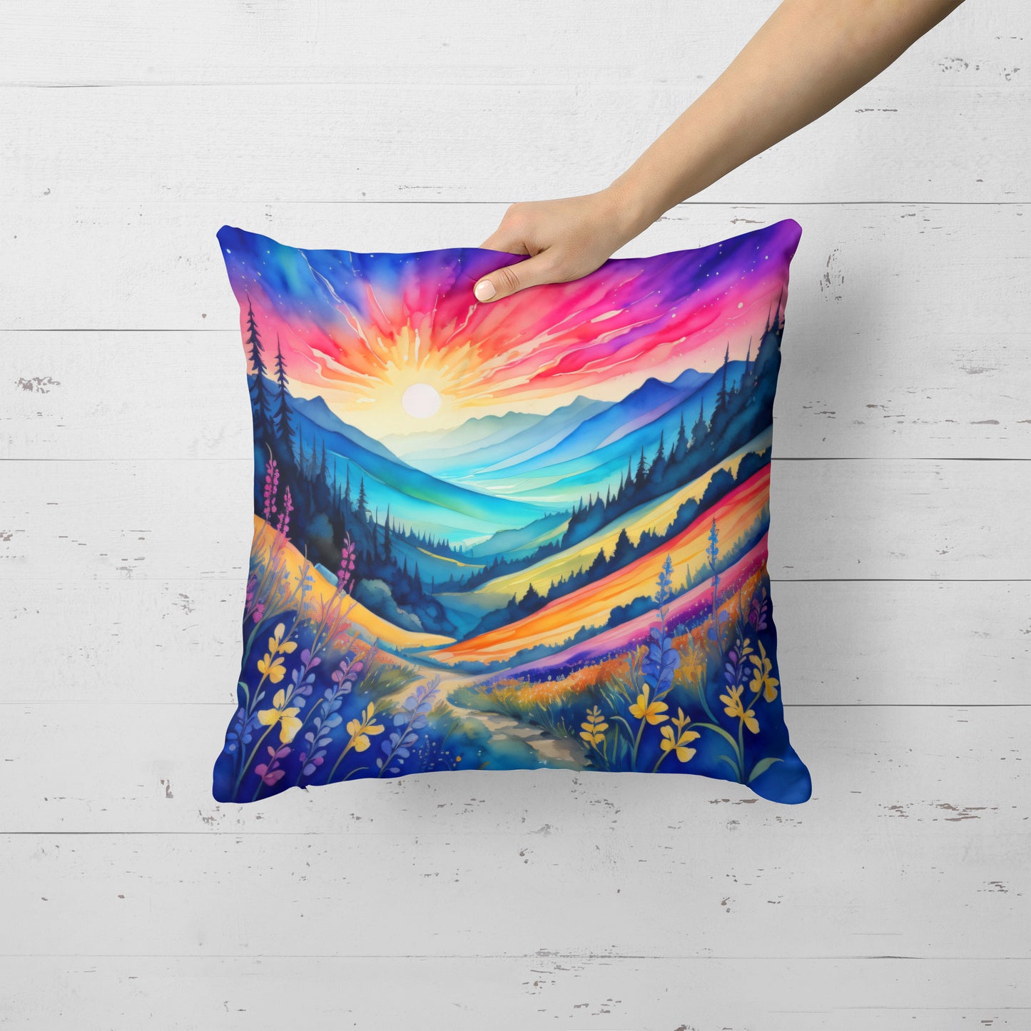 Colorful Annual Larkspur Throw Pillow