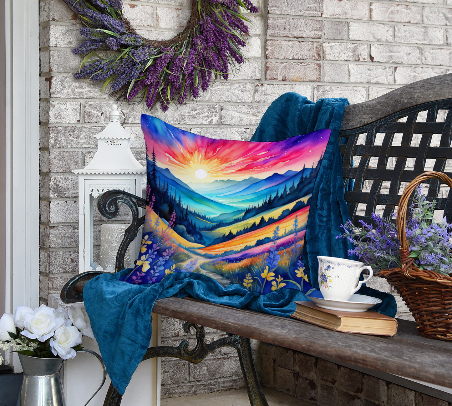 Colorful Annual Larkspur Throw Pillow