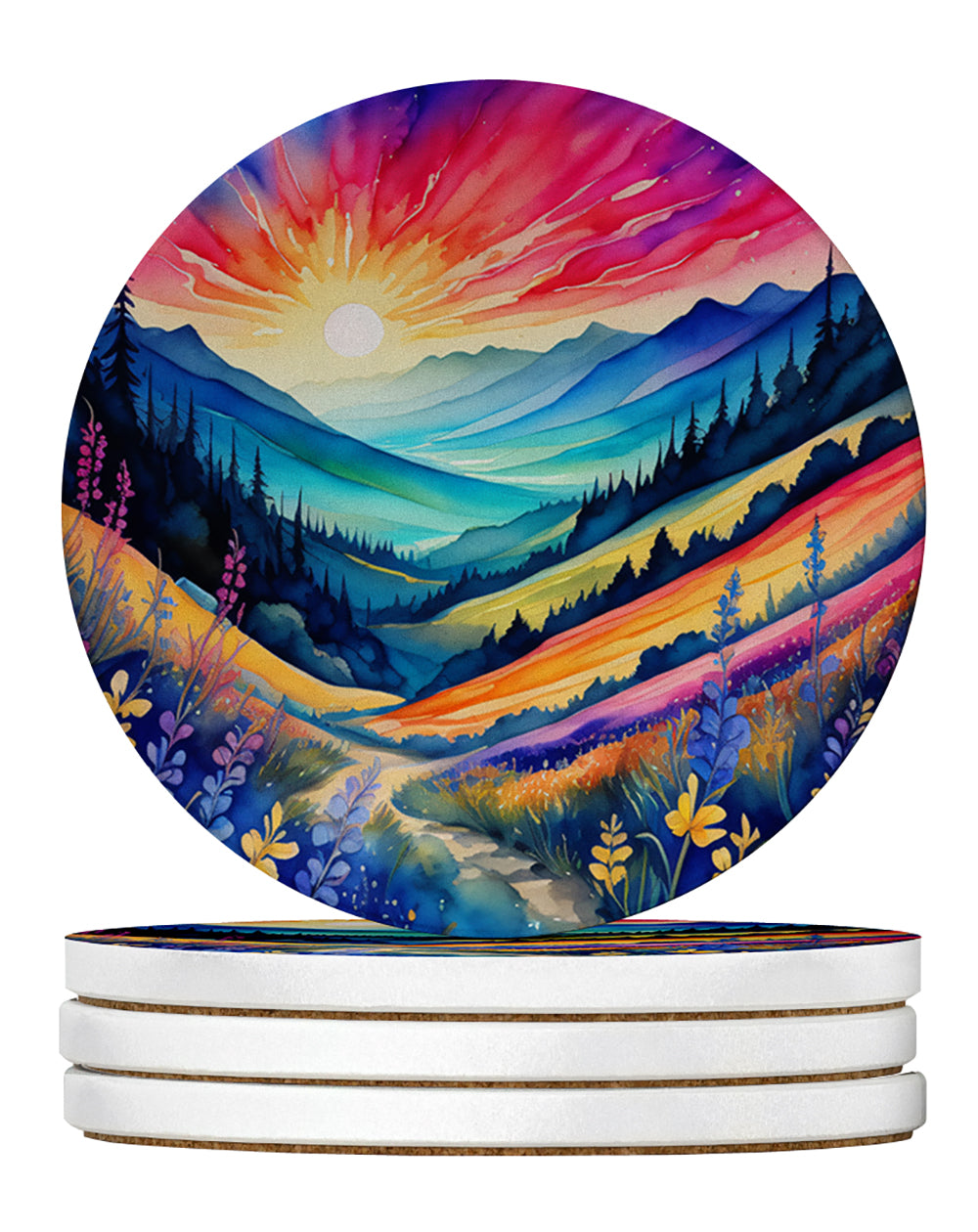 Buy this Colorful Annual Larkspur Large Sandstone Coasters Pack of 4