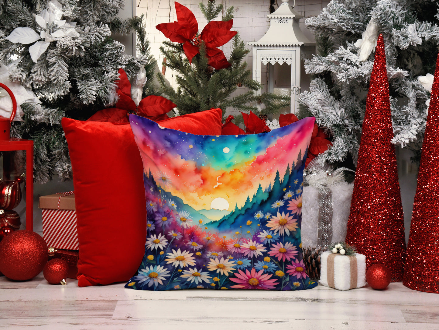 Colorful Asters Throw Pillow