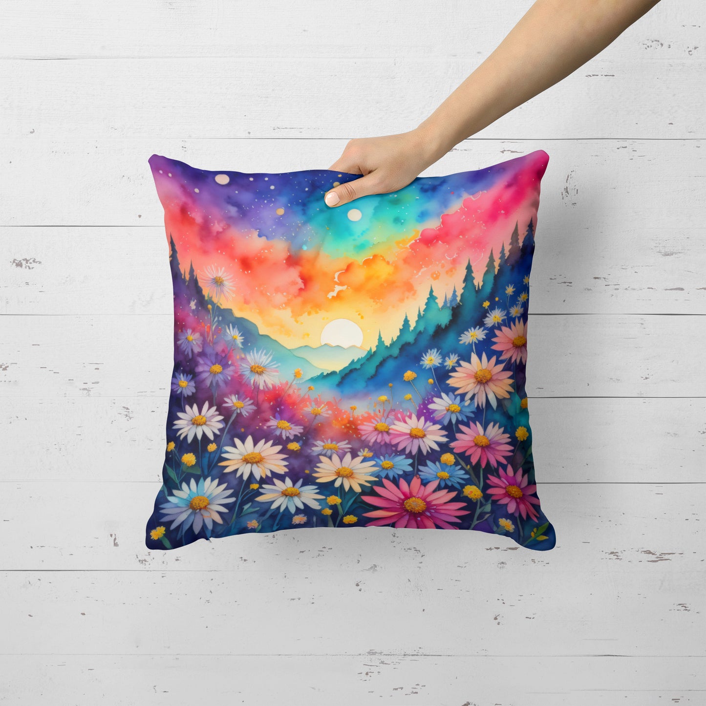 Colorful Asters Throw Pillow