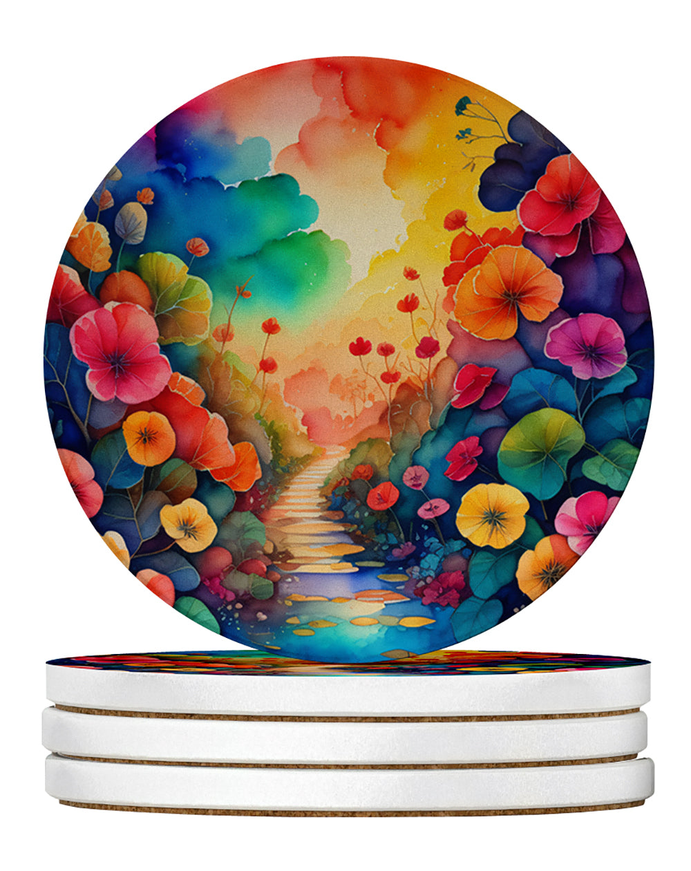 Buy this Colorful Begonias Large Sandstone Coasters Pack of 4
