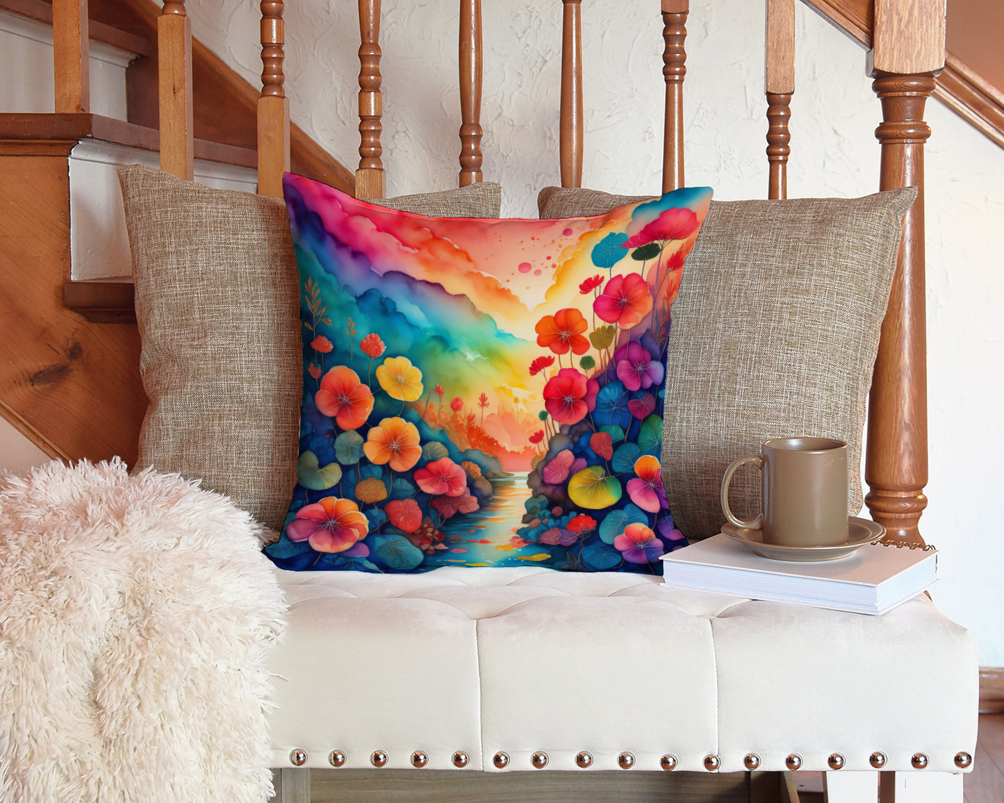 Colorful Begonias Throw Pillow