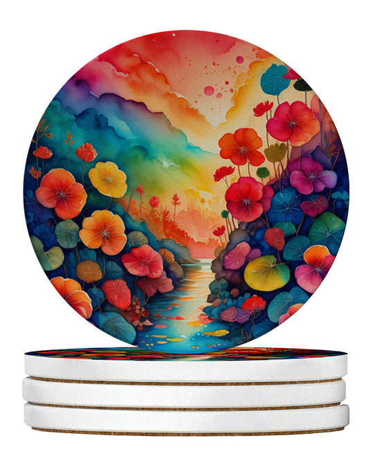 Buy this Colorful Begonias Large Sandstone Coasters Pack of 4