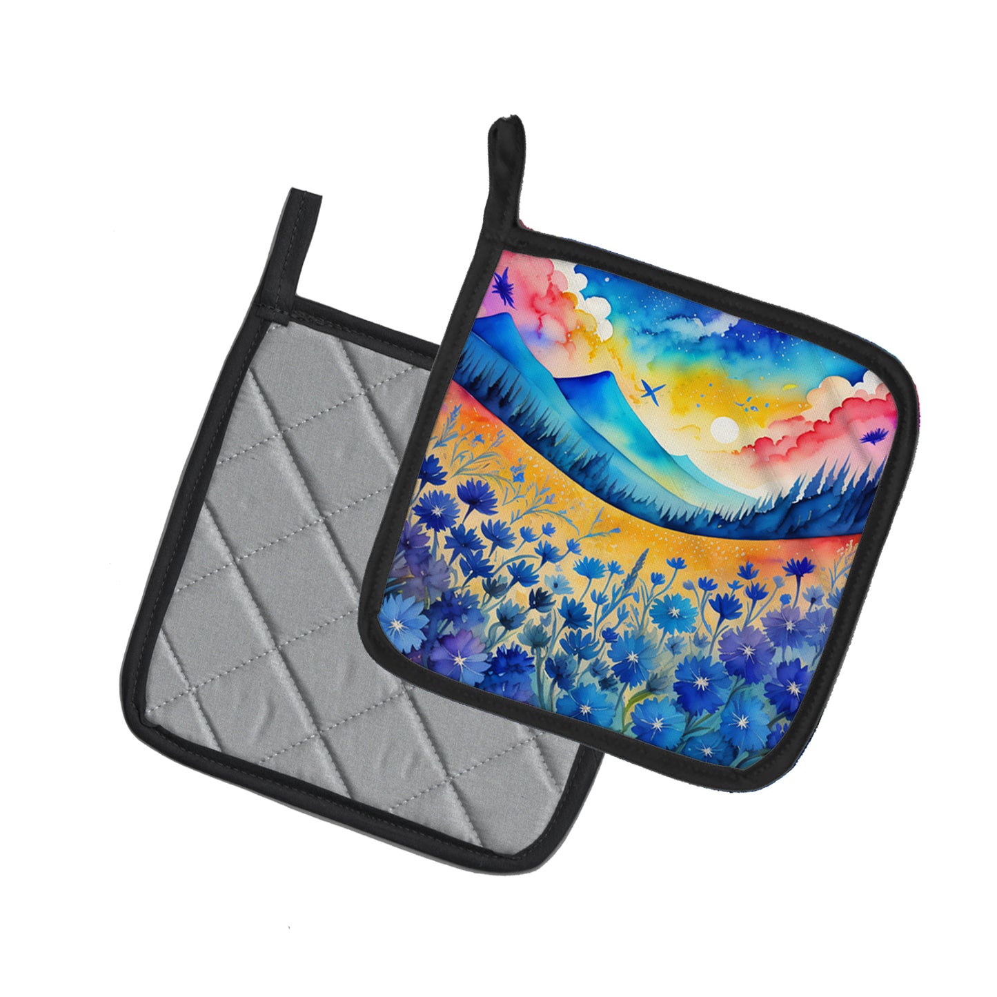 Colorful Blue Cornflowers Pair of Pot Holders