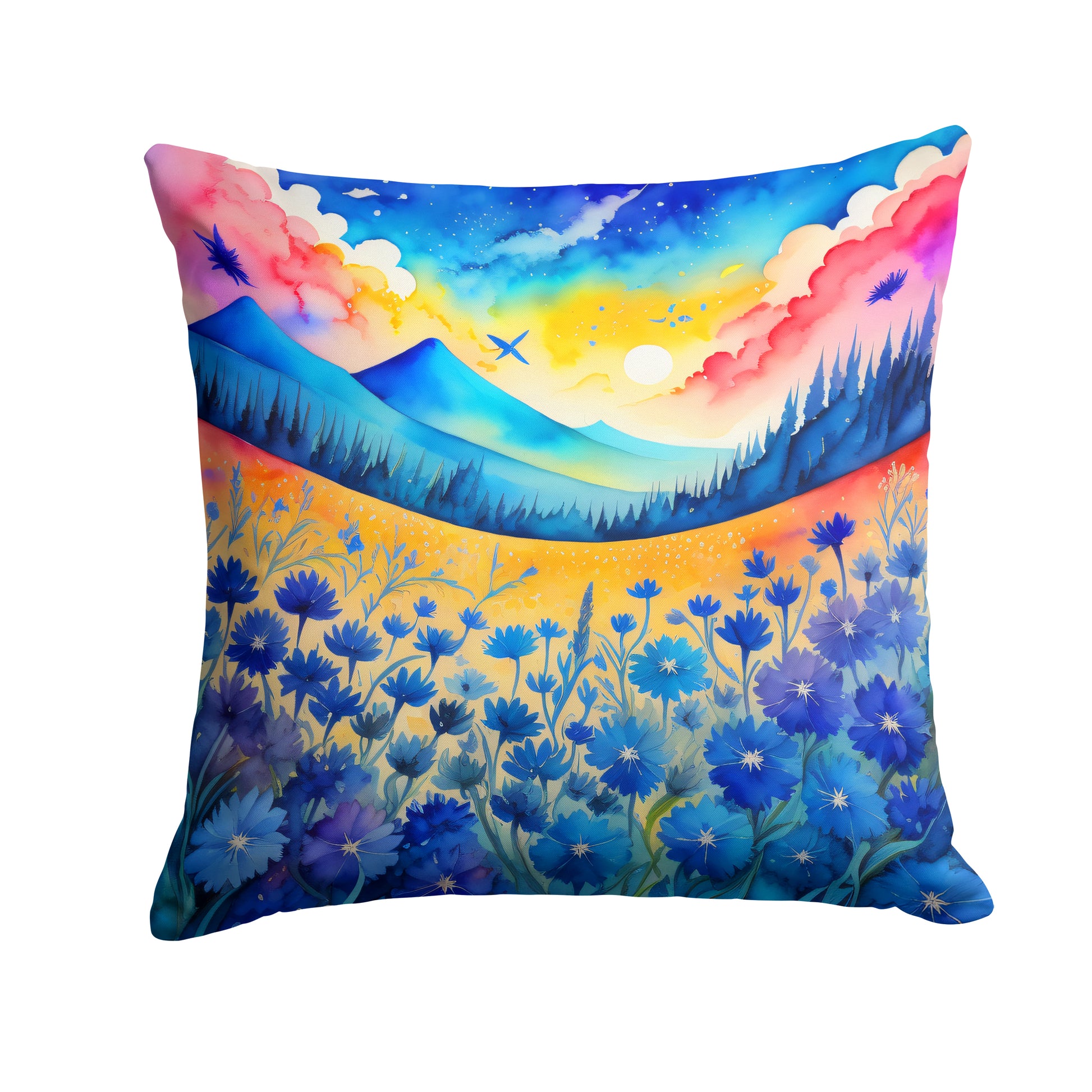 Buy this Colorful Blue Cornflowers Throw Pillow