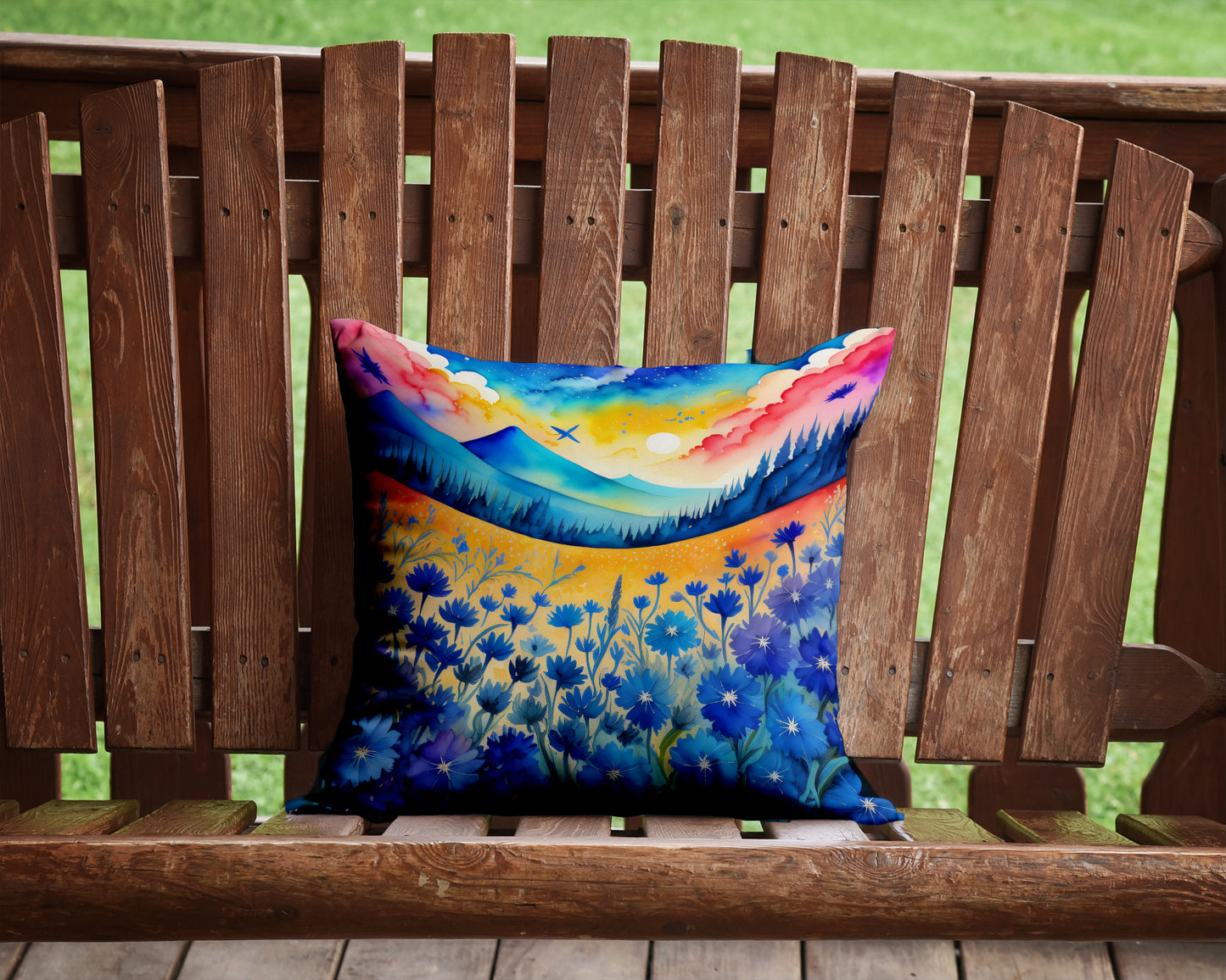 Colorful Blue Cornflowers Throw Pillow