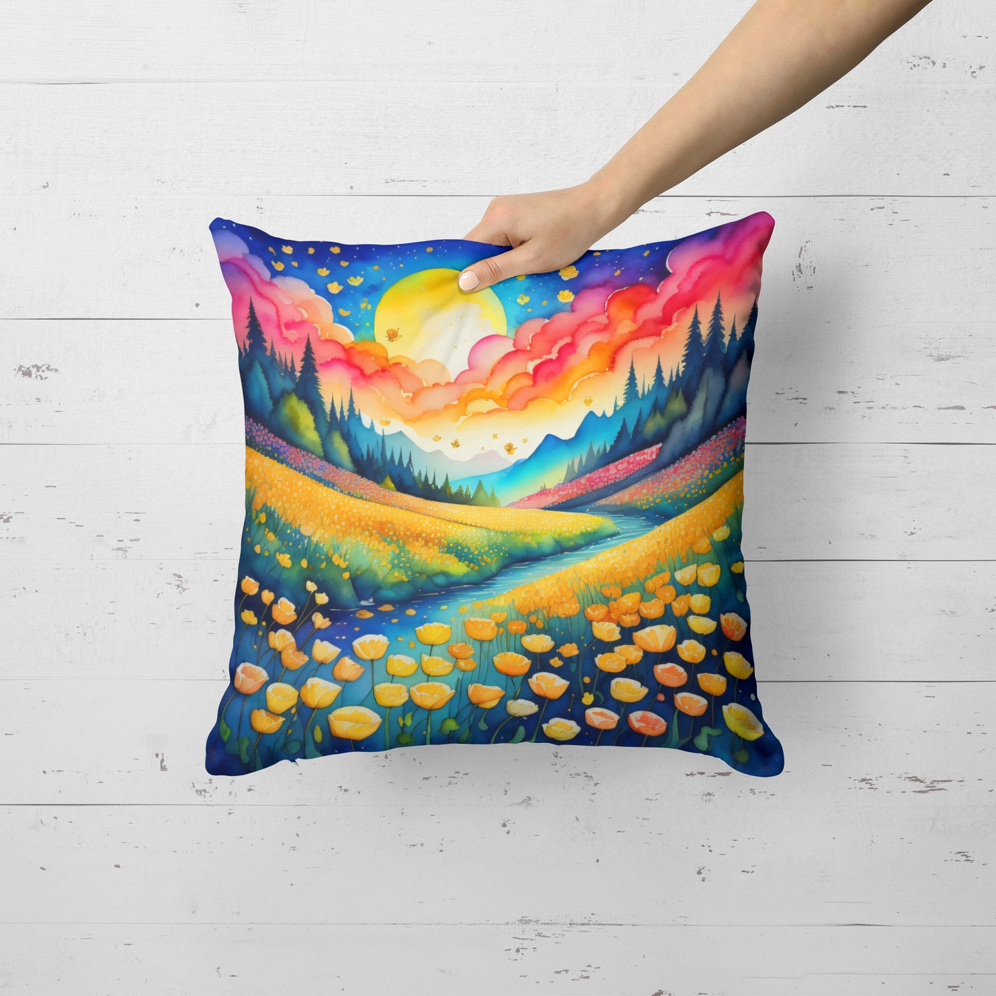 Colorful Buttercups Throw Pillow