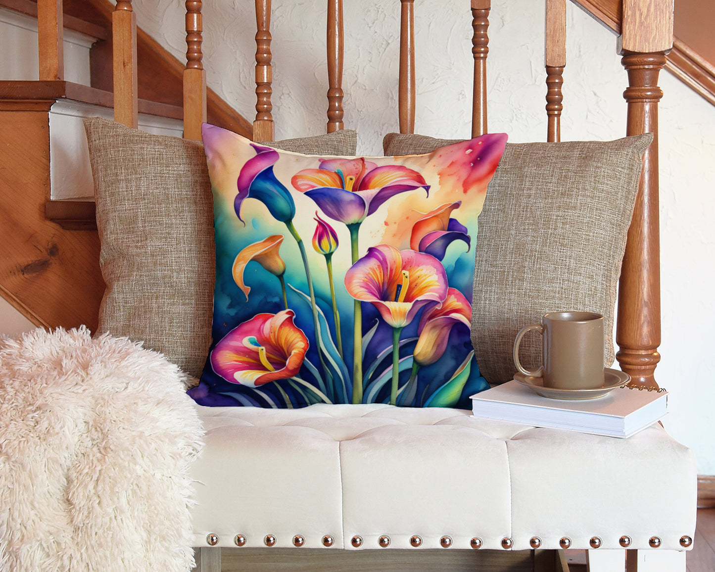 Colorful Calla Lilies Throw Pillow