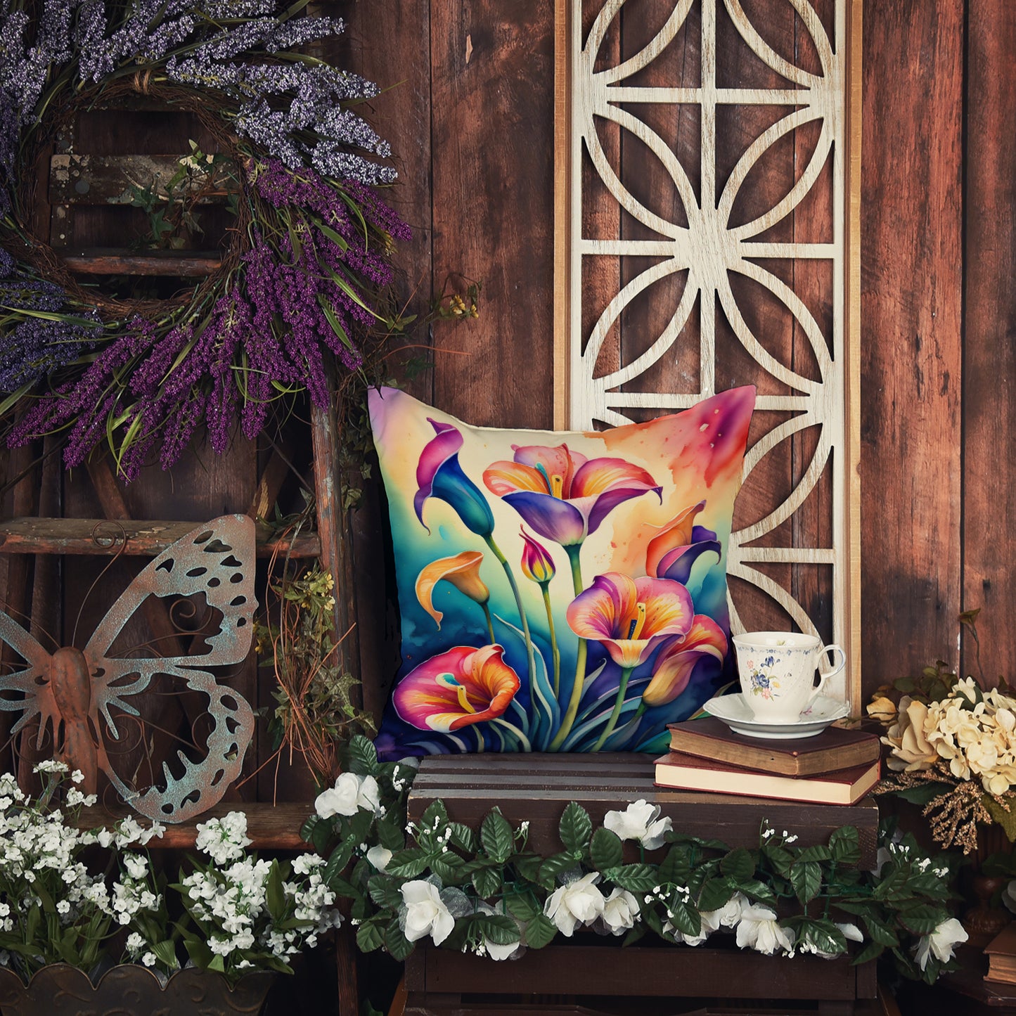 Colorful Calla Lilies Throw Pillow