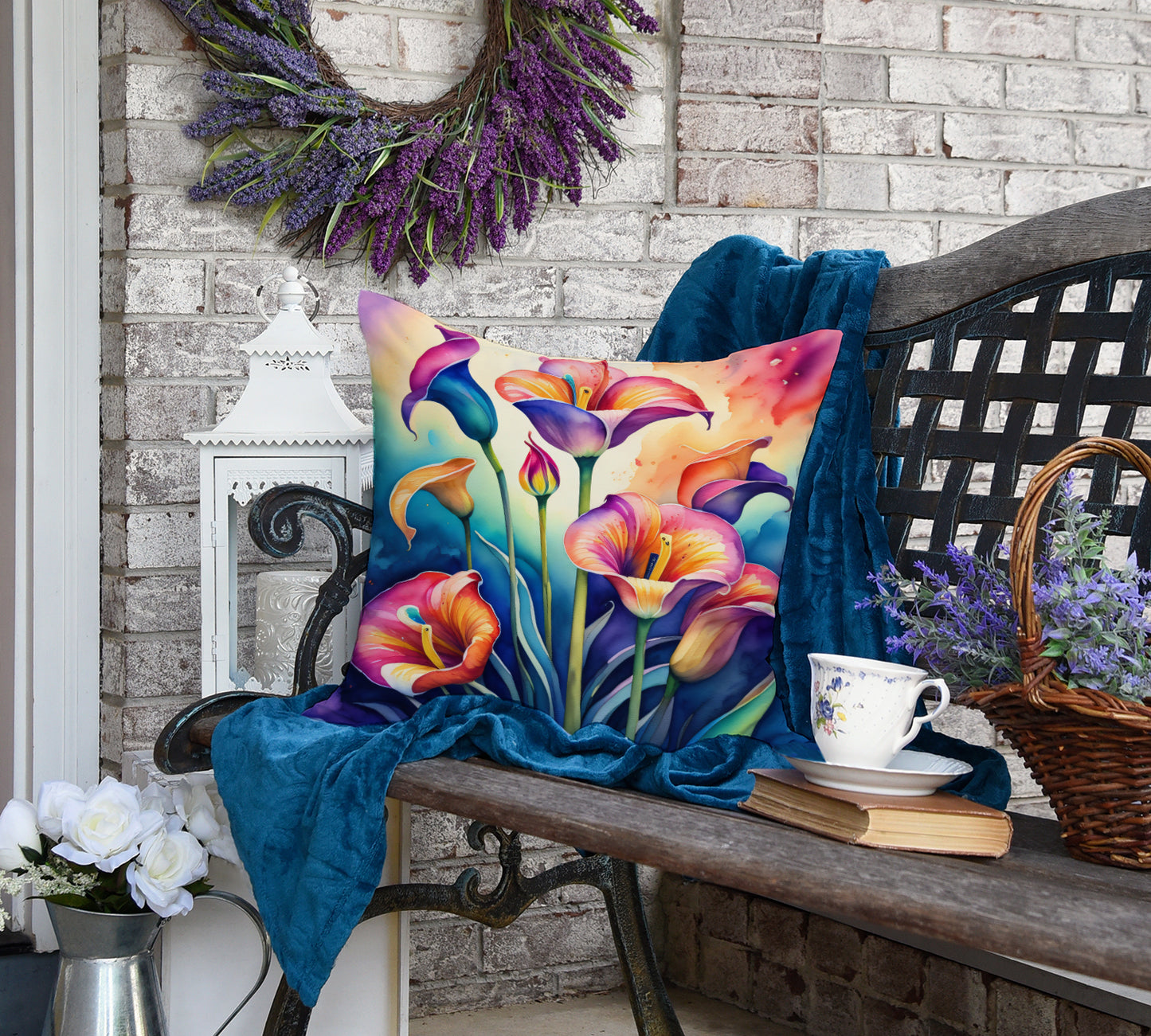 Colorful Calla Lilies Throw Pillow