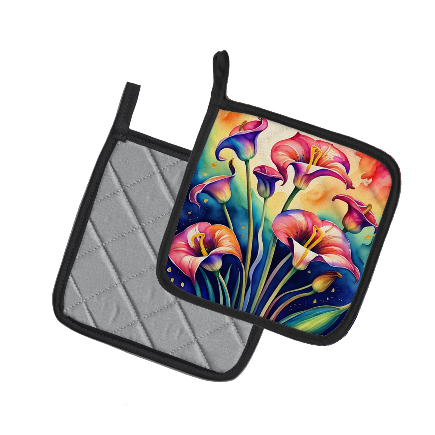 Colorful Calla Lilies Pair of Pot Holders