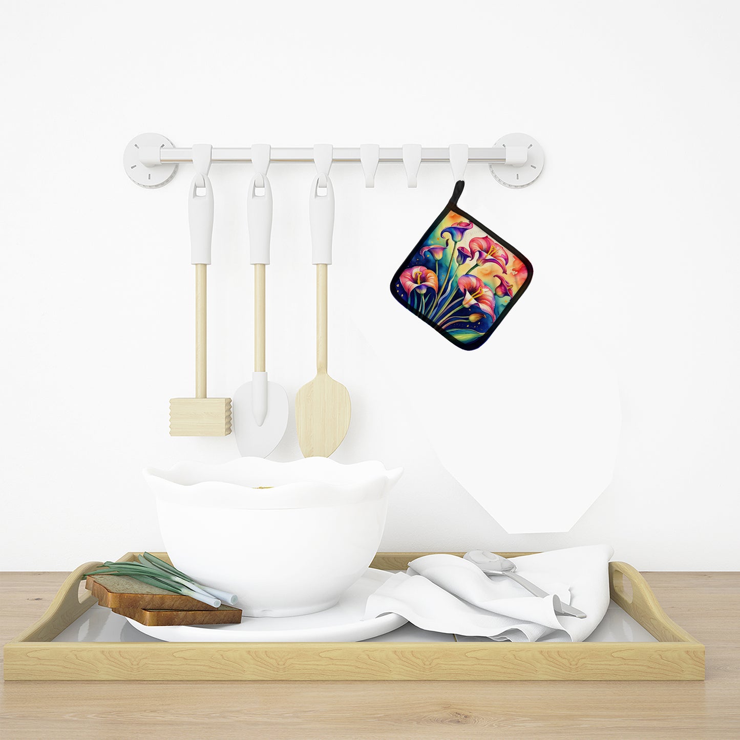 Colorful Calla Lilies Pair of Pot Holders