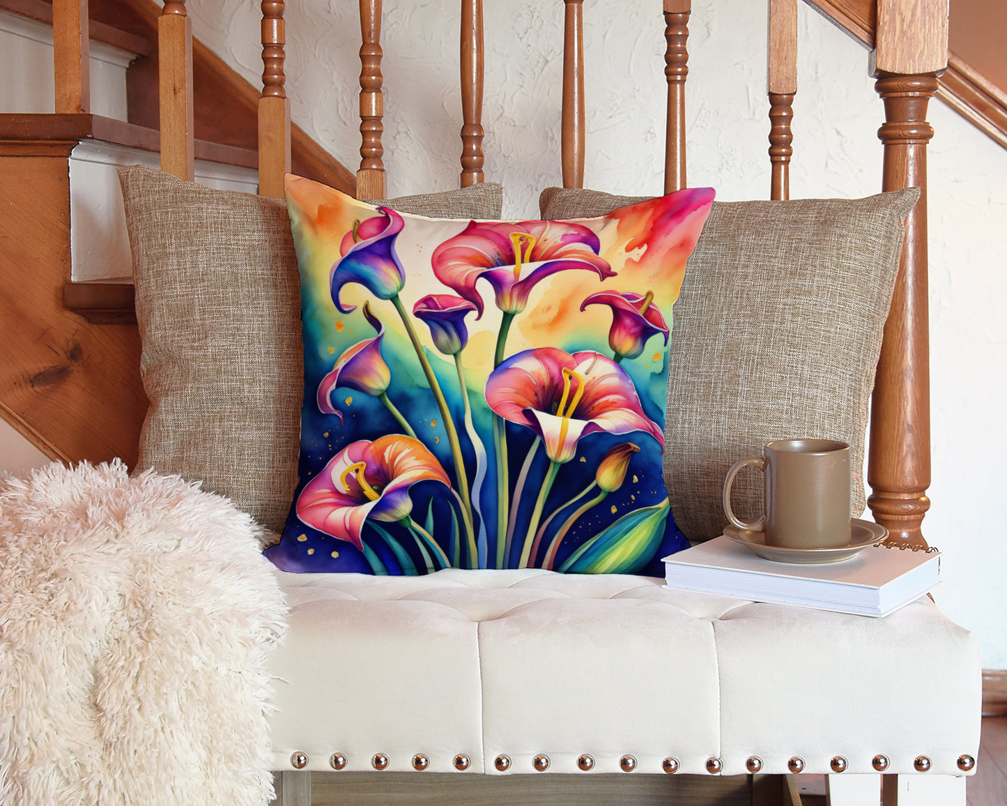 Colorful Calla Lilies Throw Pillow