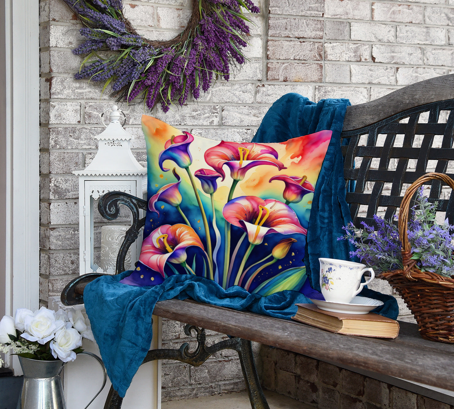 Colorful Calla Lilies Throw Pillow