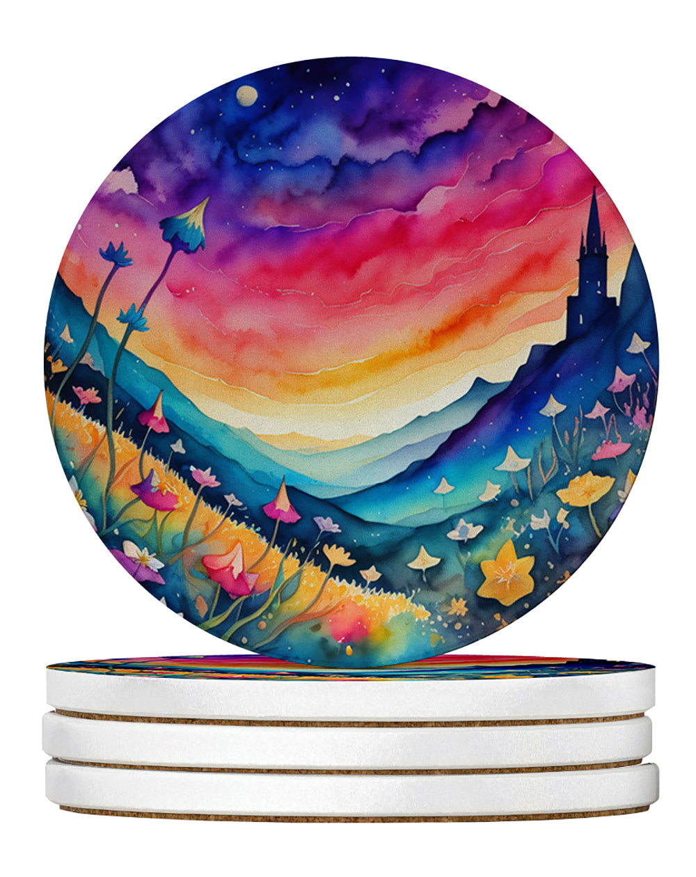 Buy this Colorful Campanula Large Sandstone Coasters Pack of 4