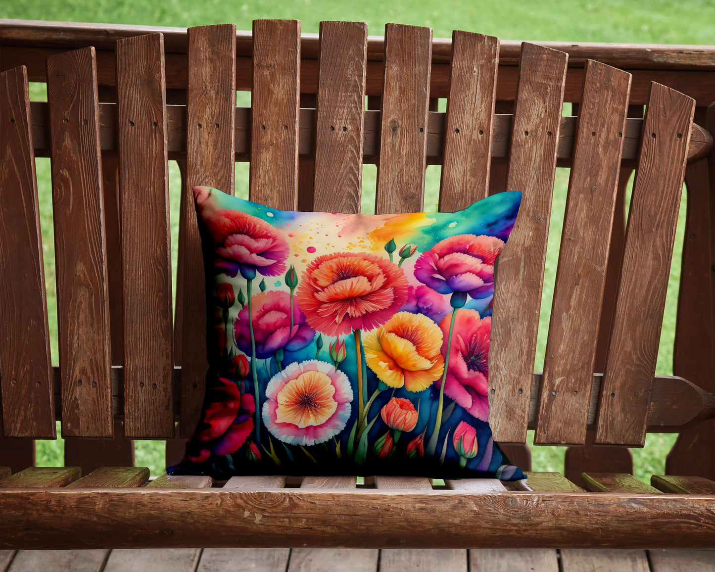 Colorful Carnations Throw Pillow