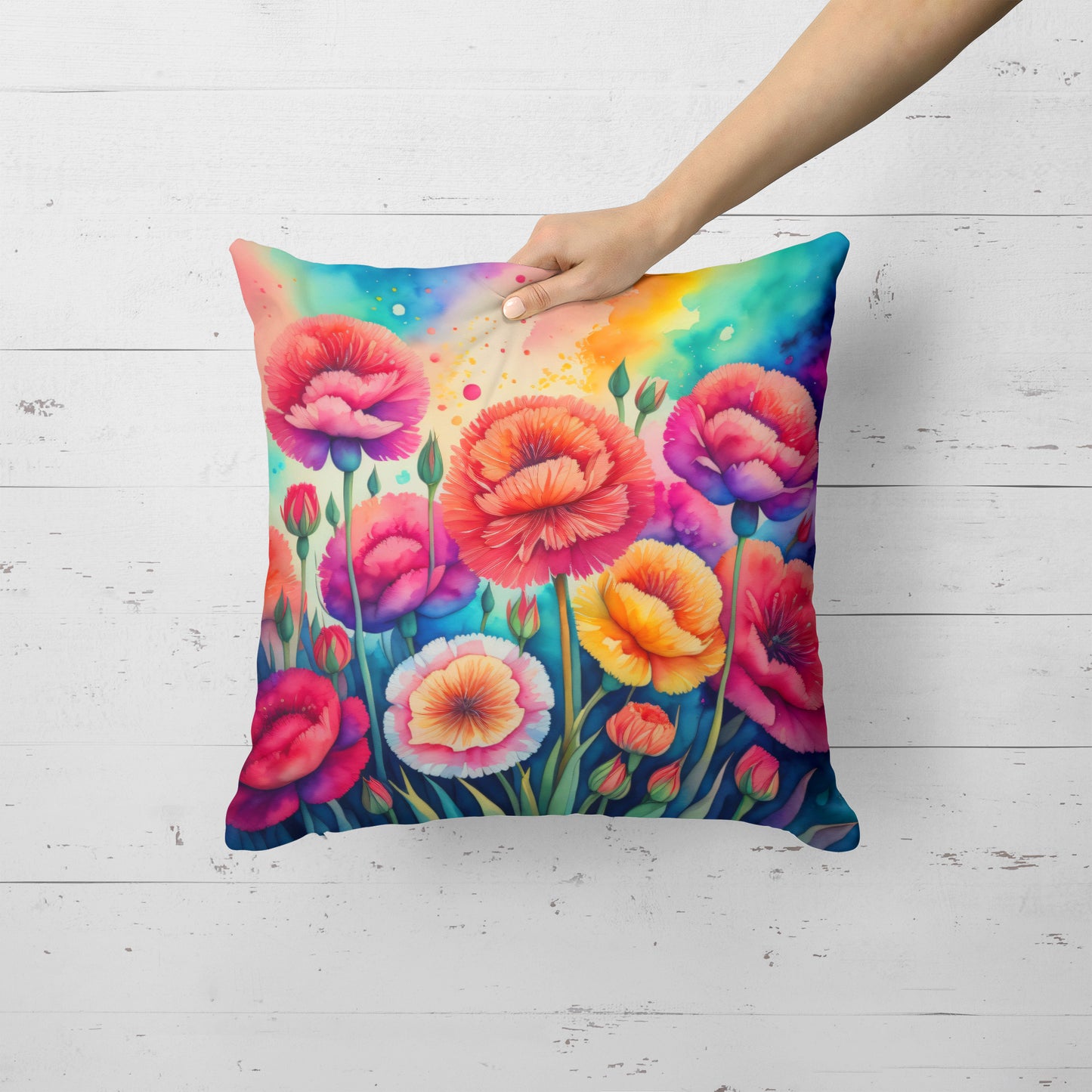 Colorful Carnations Throw Pillow