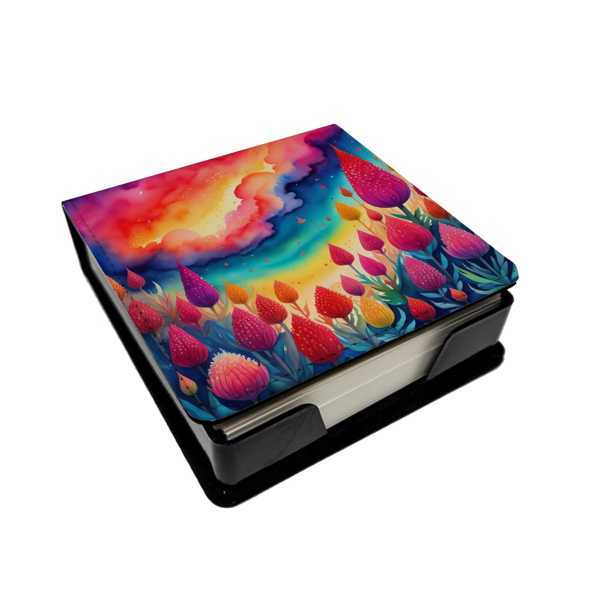 Buy this Colorful Celosia PU Leather Note Paper Holder