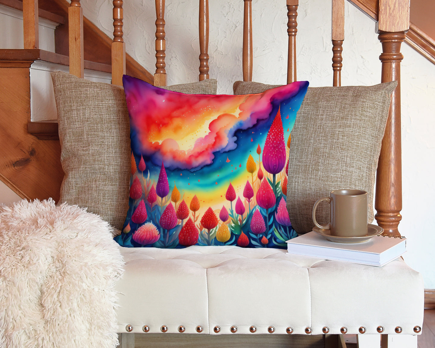 Colorful Celosia Throw Pillow