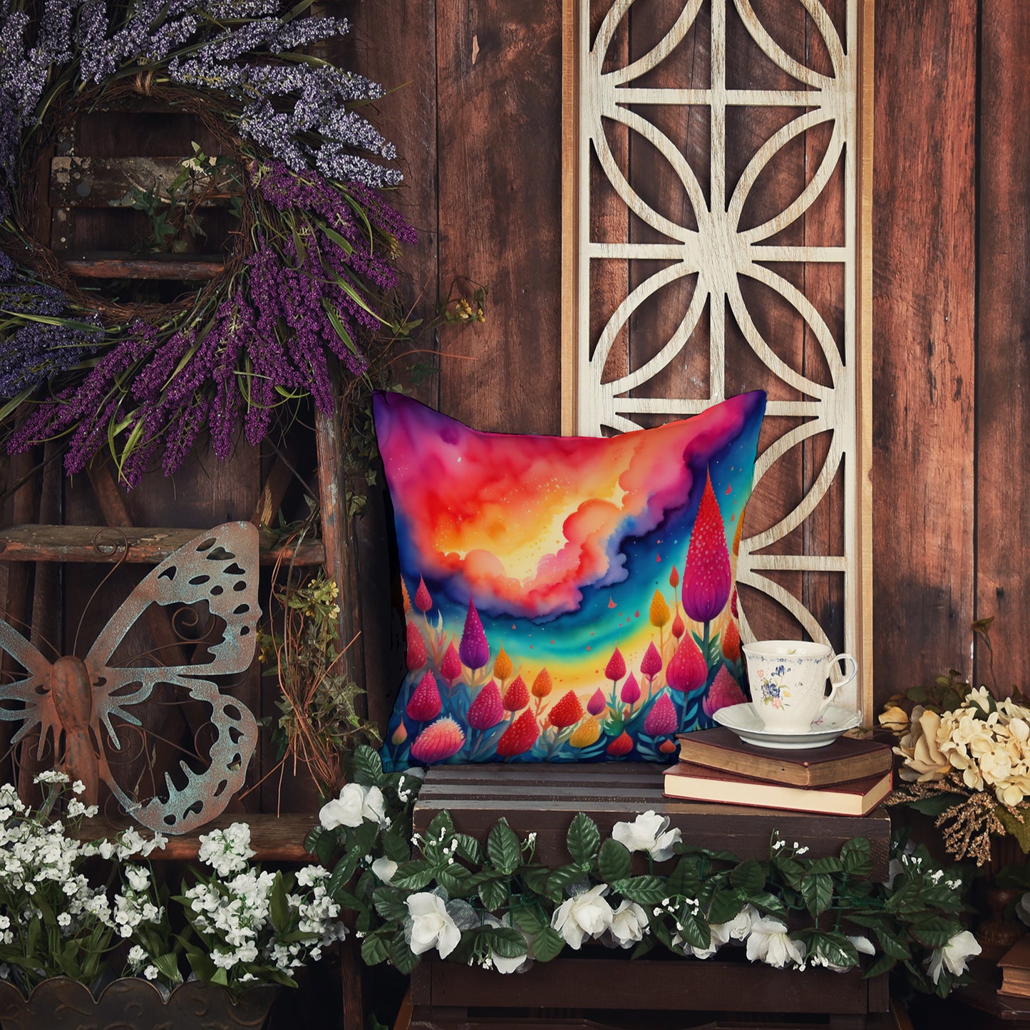 Colorful Celosia Throw Pillow