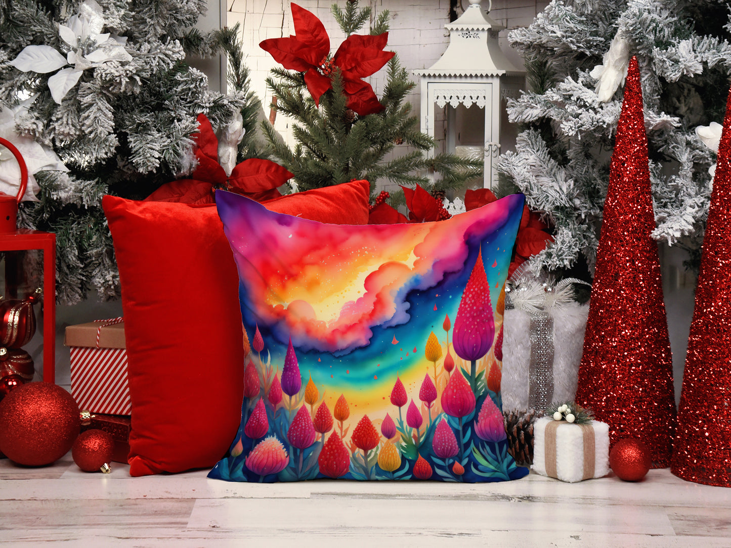 Colorful Celosia Throw Pillow