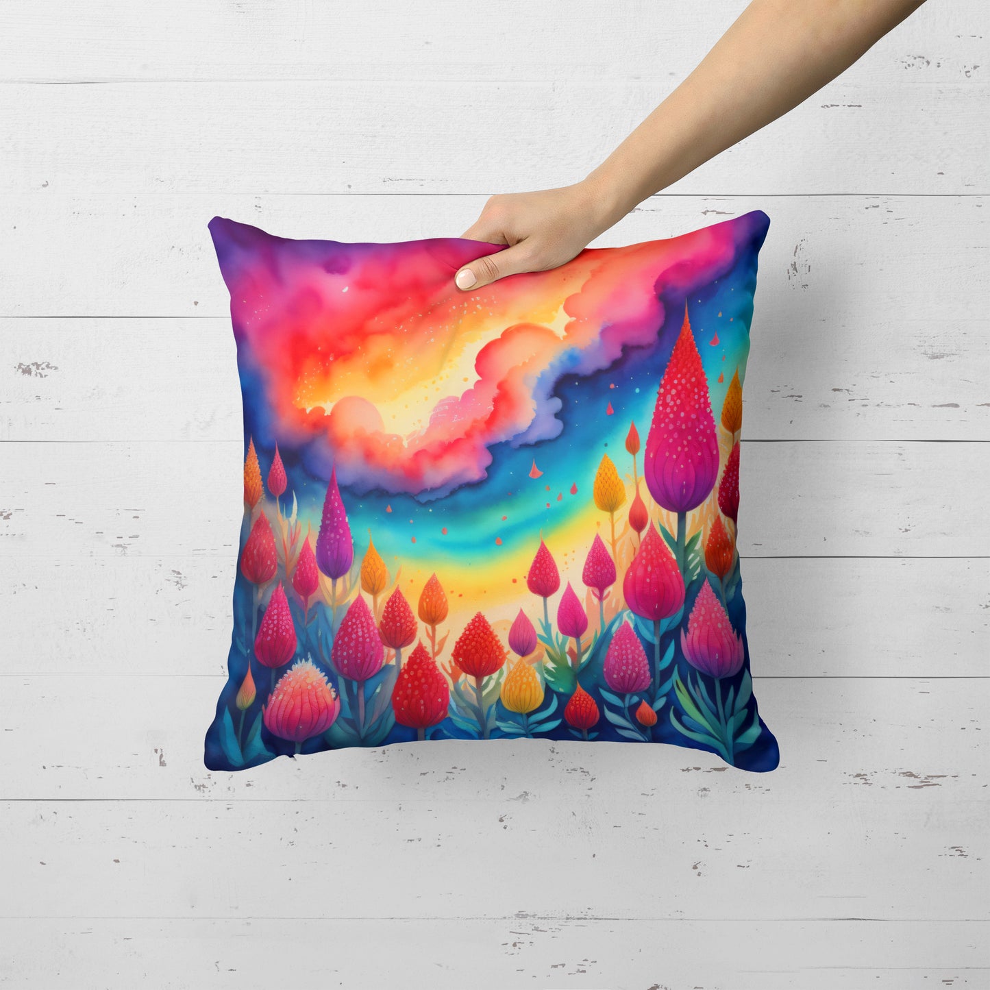 Colorful Celosia Throw Pillow