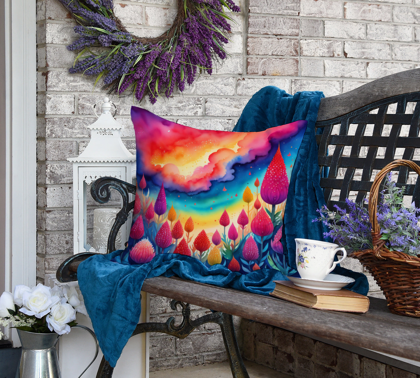 Colorful Celosia Throw Pillow