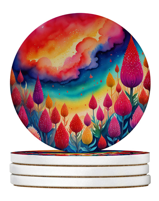 Buy this Colorful Celosia Large Sandstone Coasters Pack of 4
