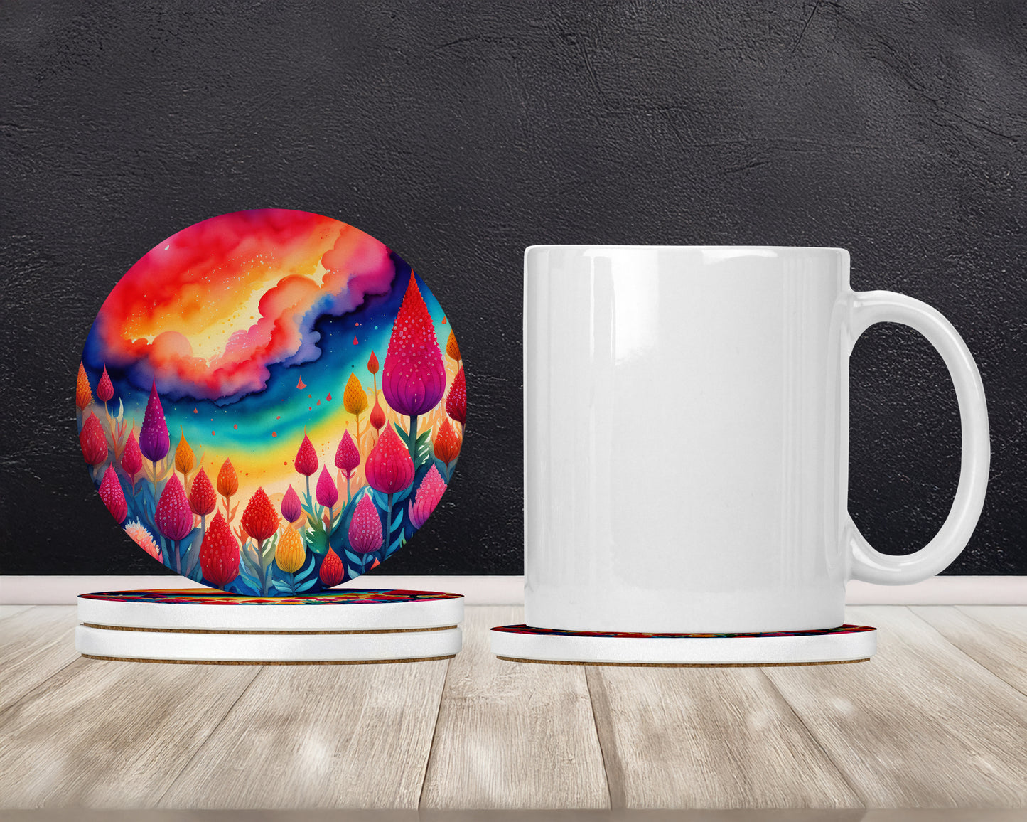 Colorful Celosia Large Sandstone Coasters Pack of 4