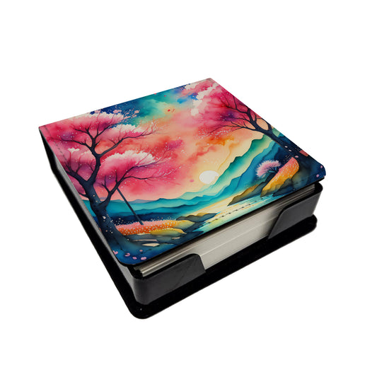 Buy this Colorful Cherry Blossoms PU Leather Note Paper Holder