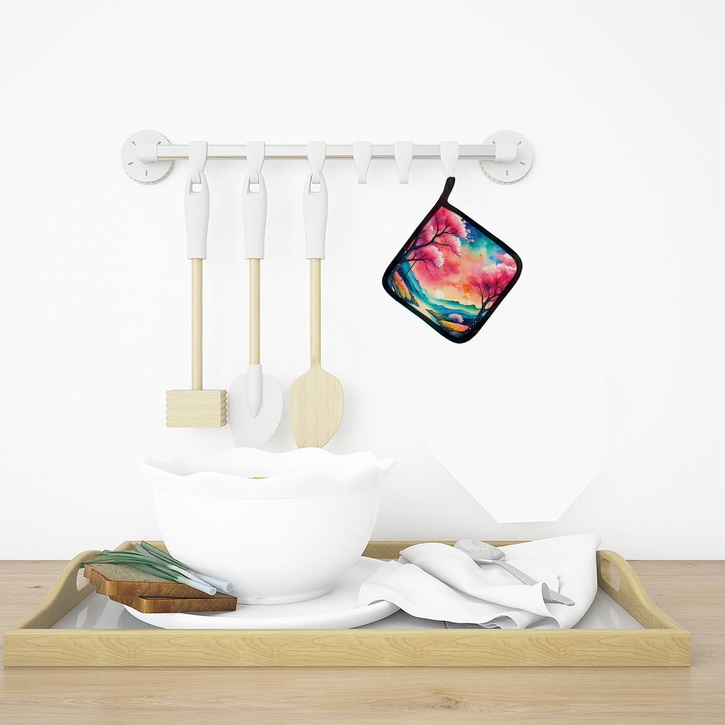 Colorful Cherry Blossoms Pair of Pot Holders