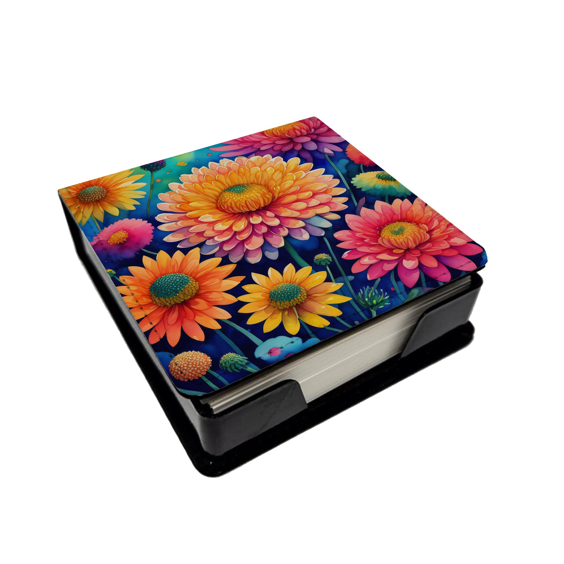 Buy this Colorful Chrysanthemums PU Leather Note Paper Holder