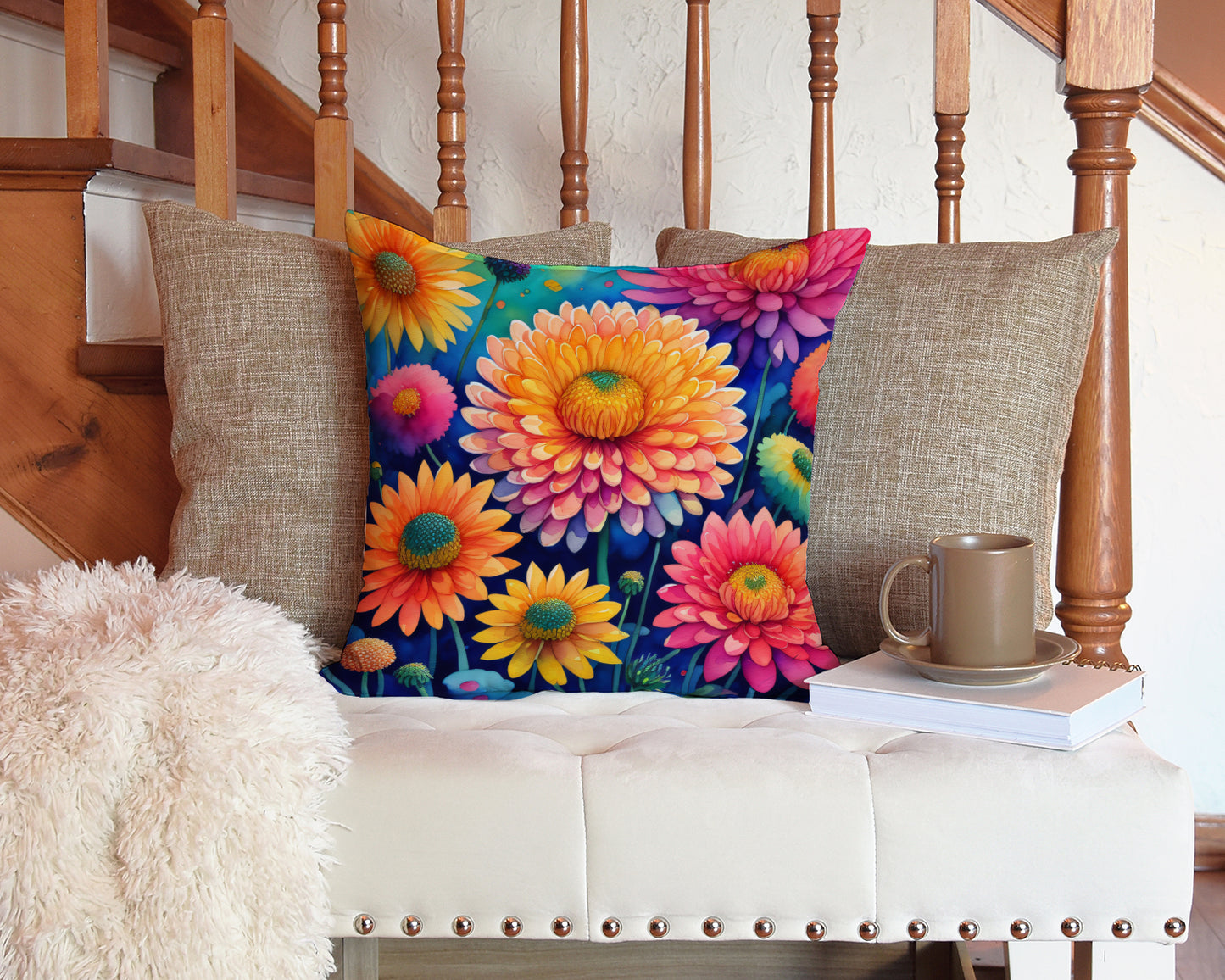 Colorful Chrysanthemums Throw Pillow