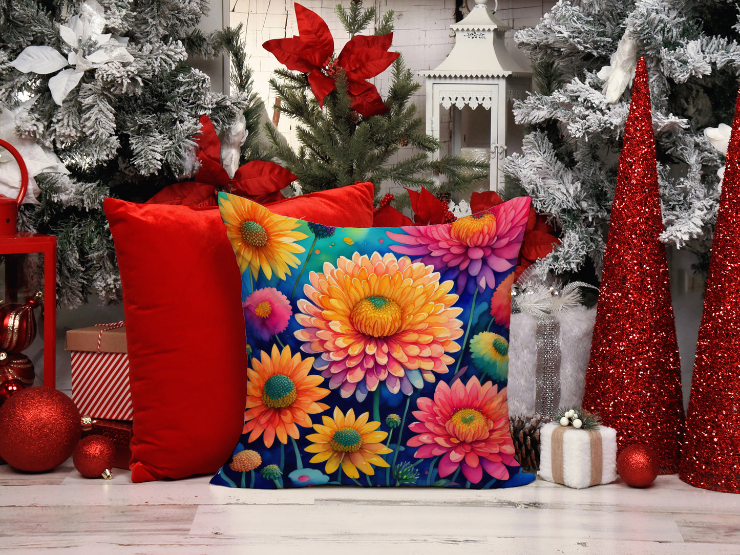 Colorful Chrysanthemums Throw Pillow