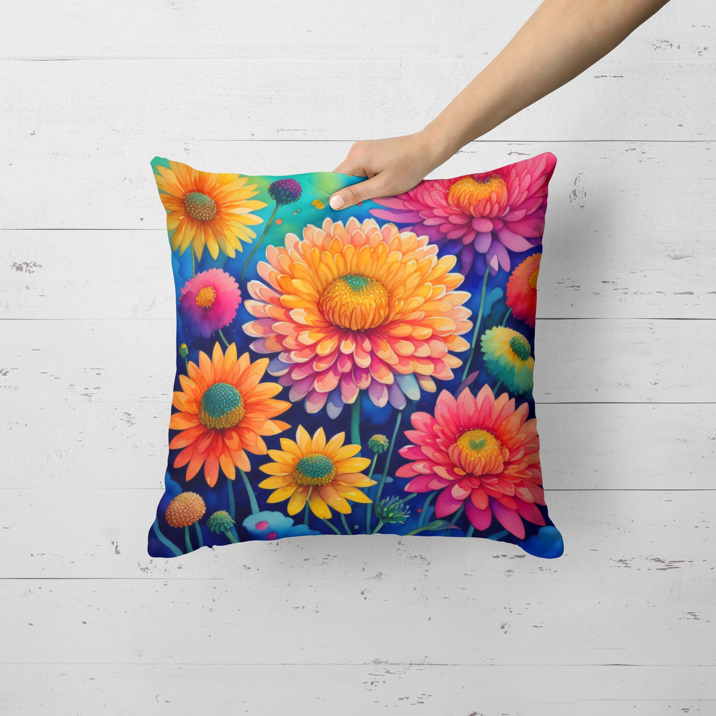 Colorful Chrysanthemums Throw Pillow