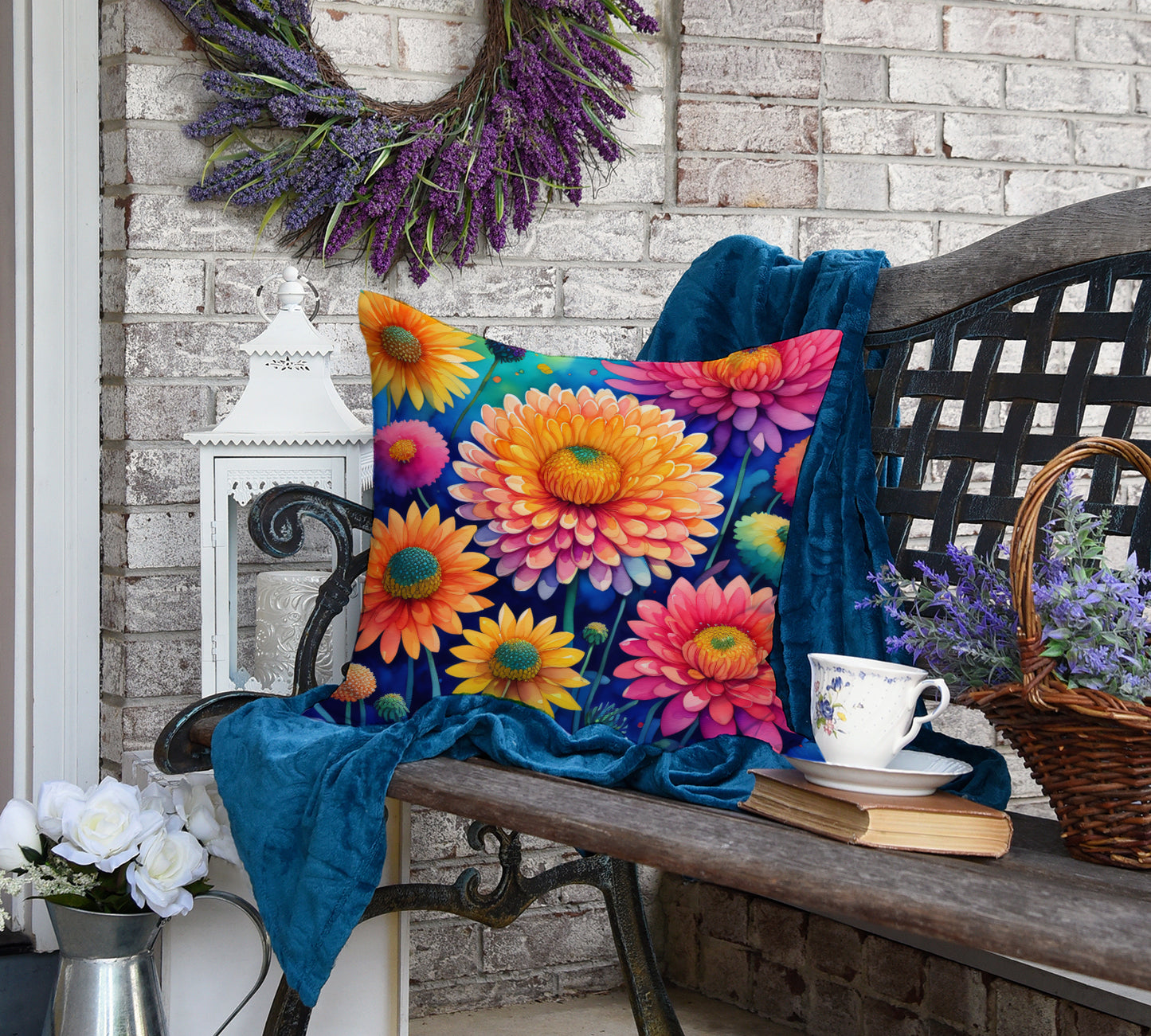 Colorful Chrysanthemums Throw Pillow