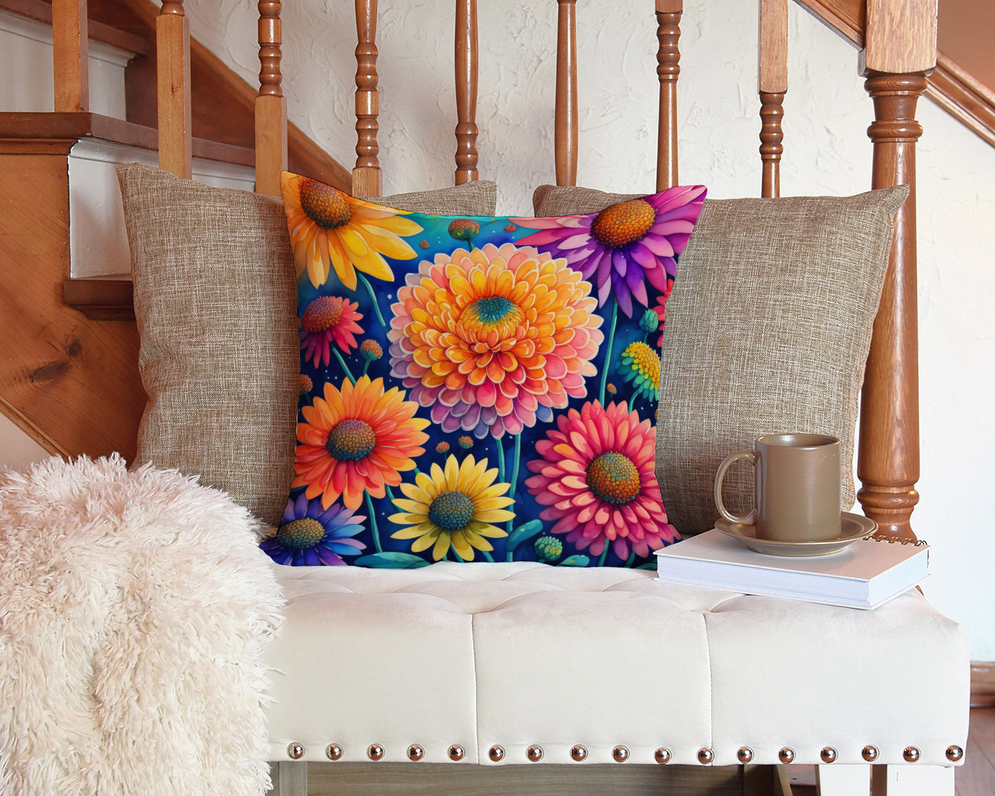 Colorful Chrysanthemums Throw Pillow