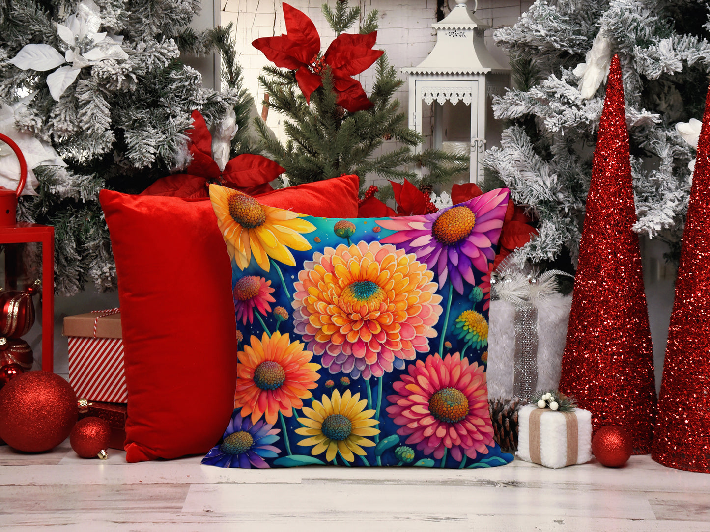 Colorful Chrysanthemums Throw Pillow