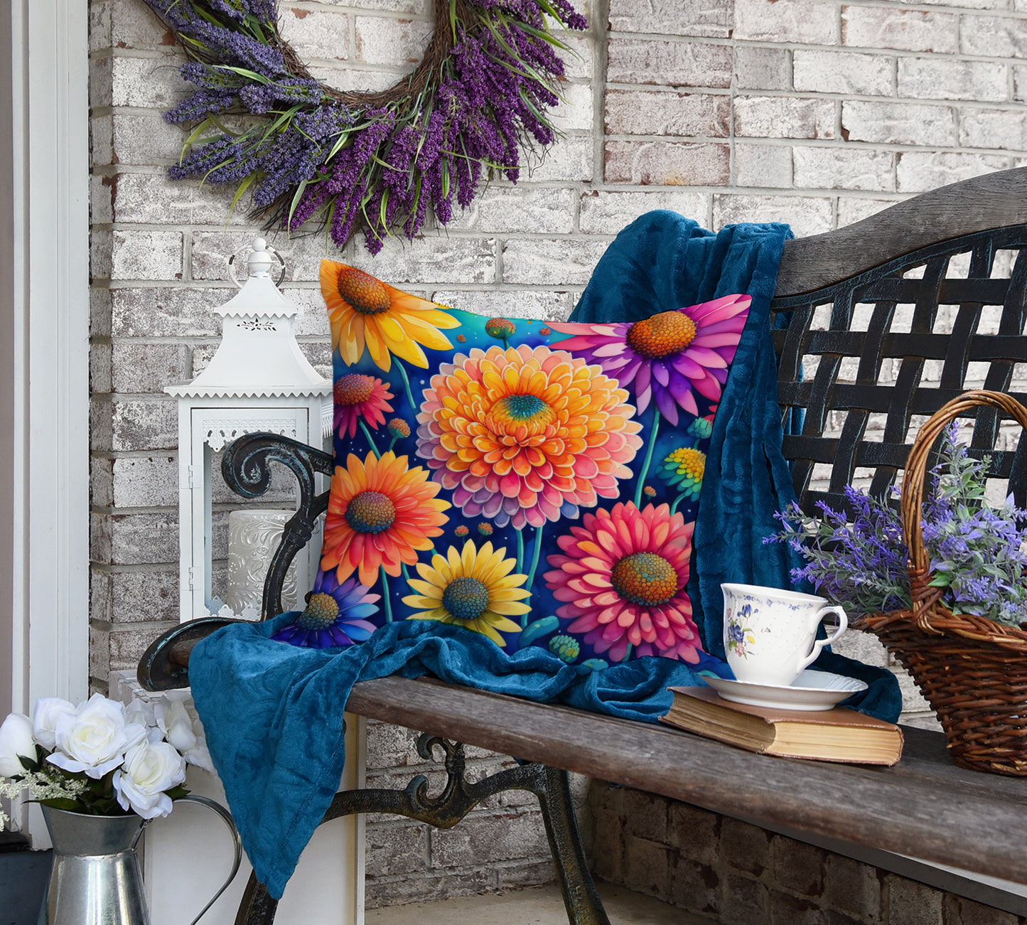 Colorful Chrysanthemums Throw Pillow