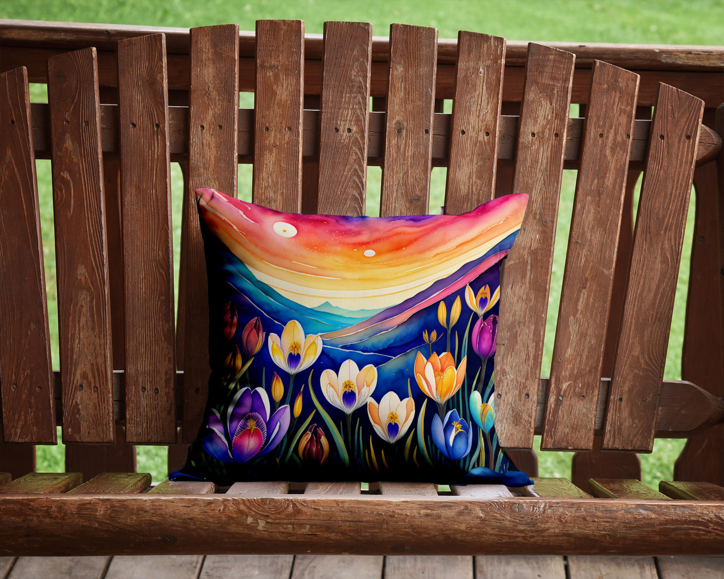 Colorful Crocus Throw Pillow