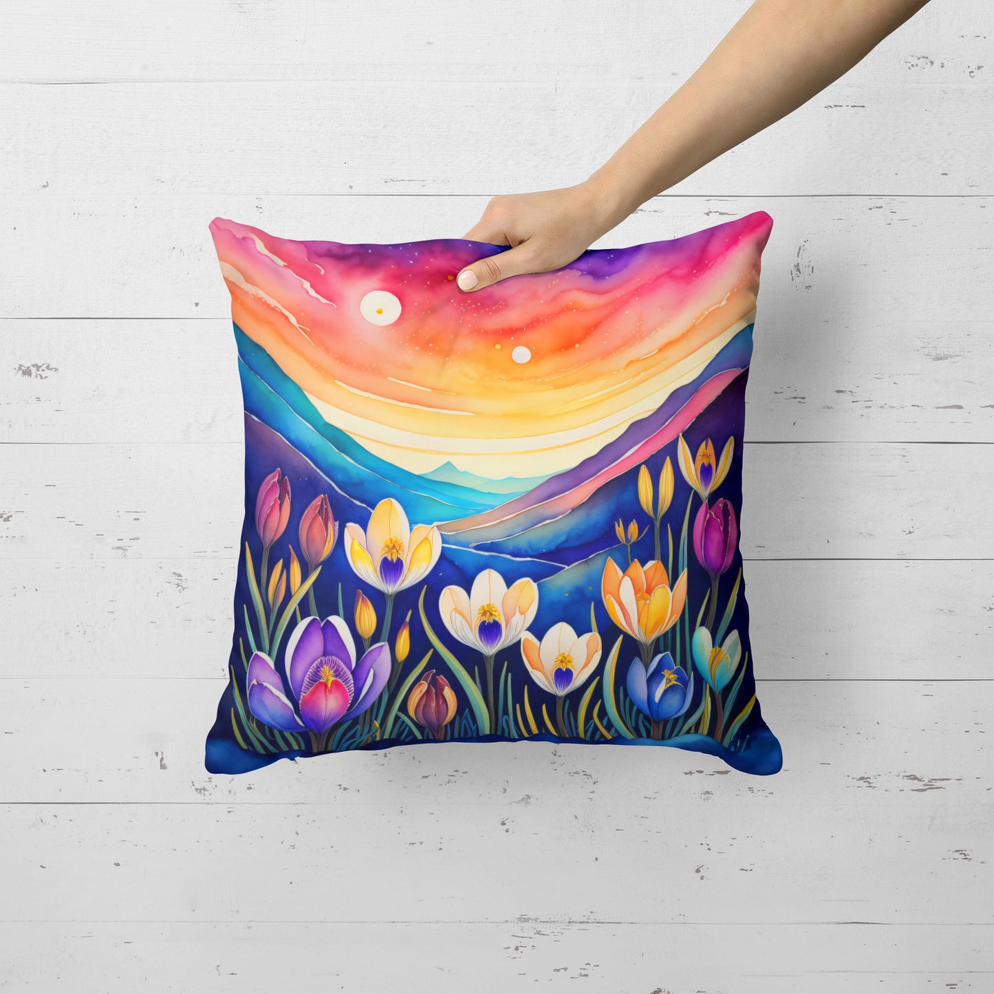 Colorful Crocus Throw Pillow