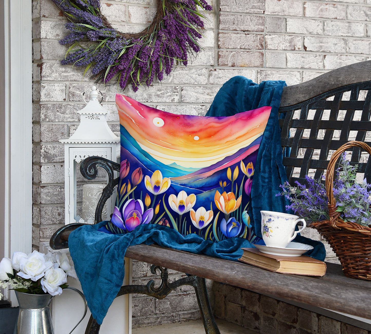 Colorful Crocus Throw Pillow