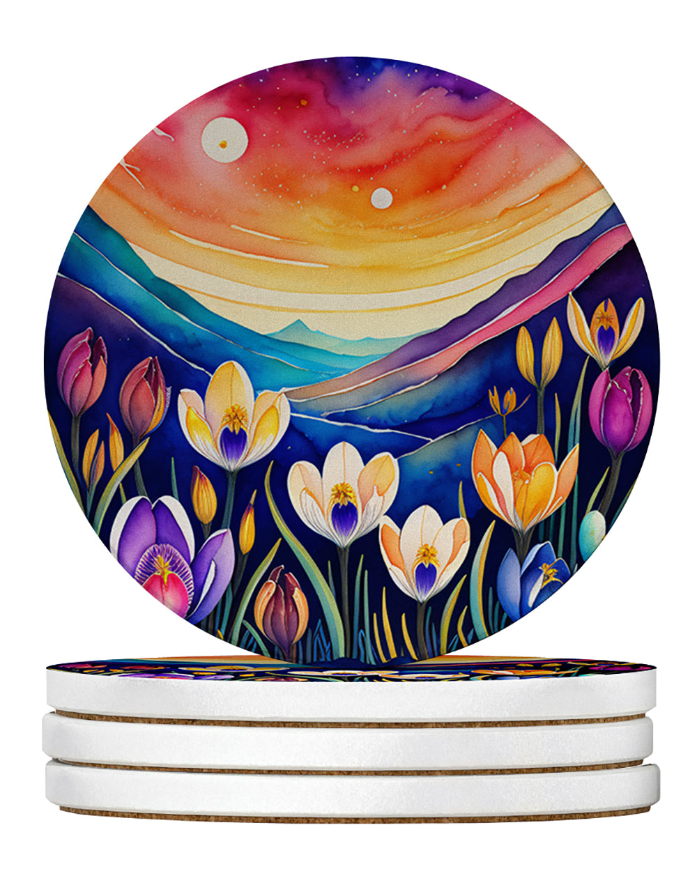 Buy this Colorful Crocus Large Sandstone Coasters Pack of 4