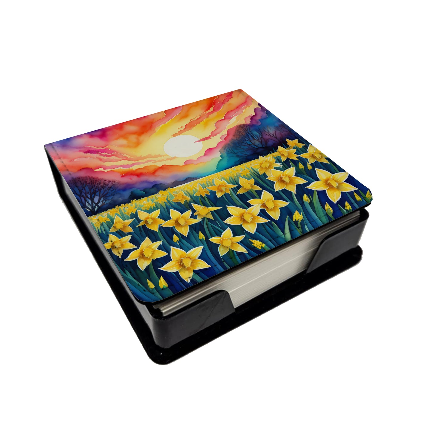 Buy this Colorful Daffodils PU Leather Note Paper Holder