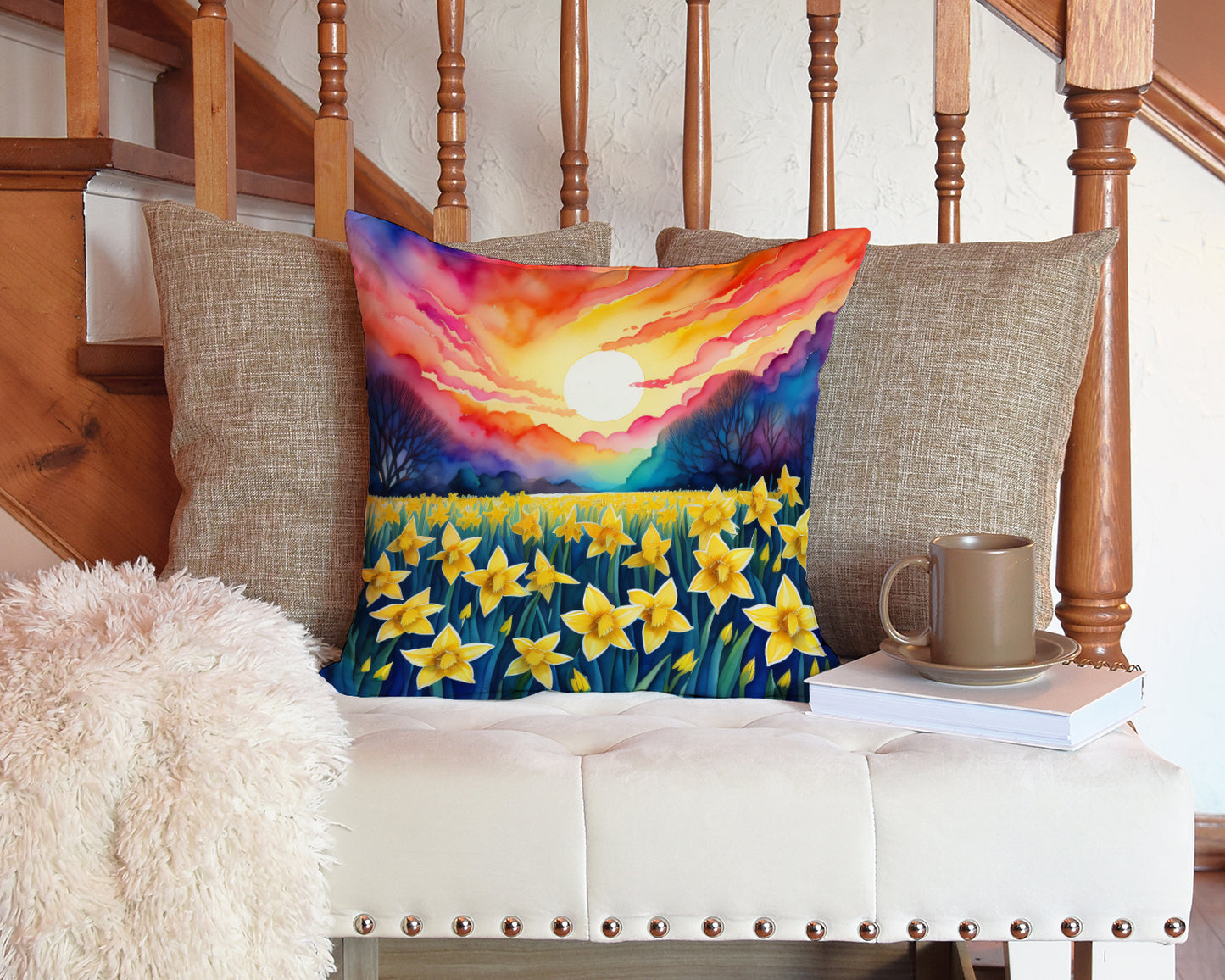 Colorful Daffodils Throw Pillow