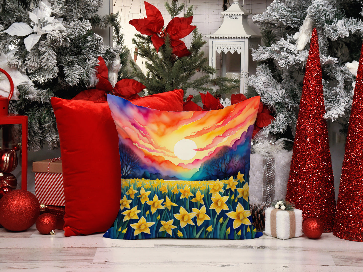 Colorful Daffodils Throw Pillow